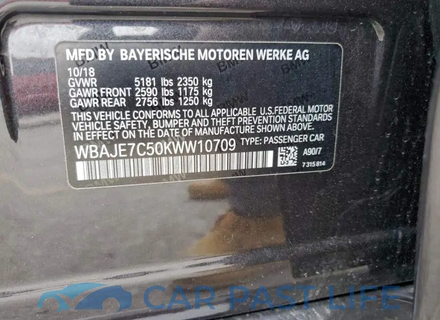 WBAJE7C50KWW10709# 12