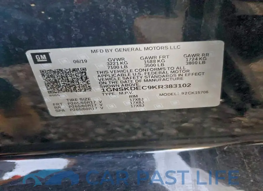 1GNSKDEC9KR383102# 14