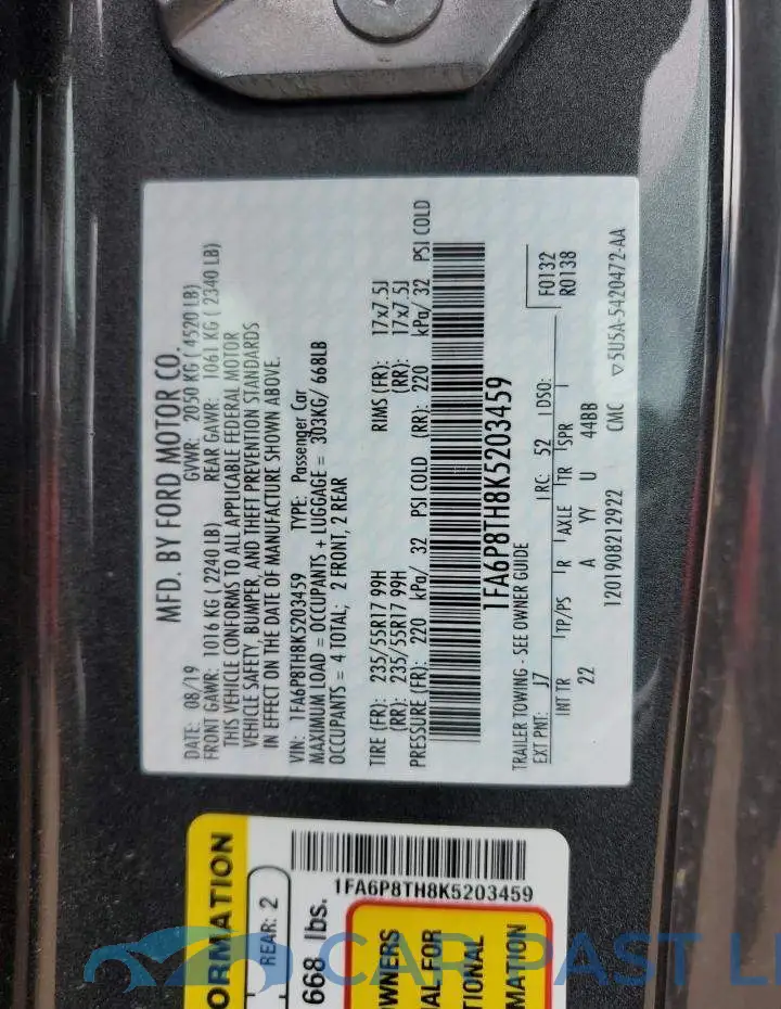 1FA6P8TH8K5203459# 12