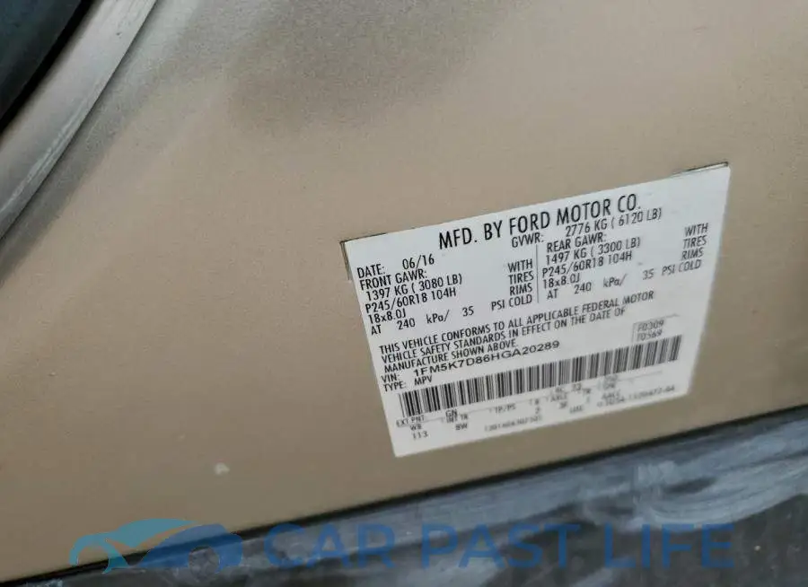 1FM5K7D86HGA20289# 13