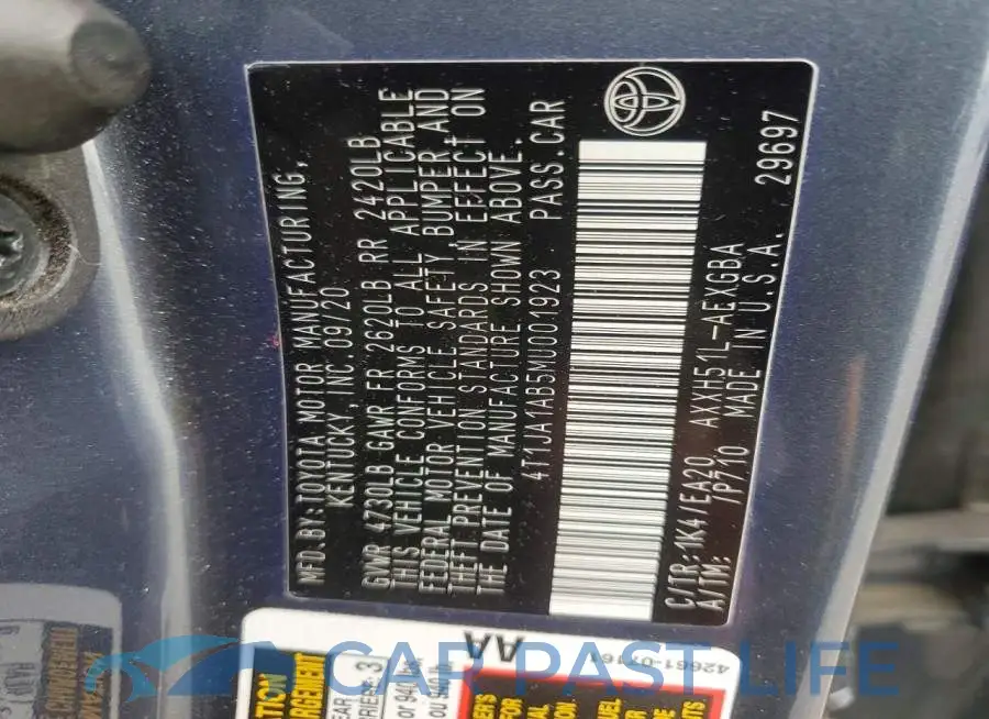 4T1JA1AB5MU001923# 12