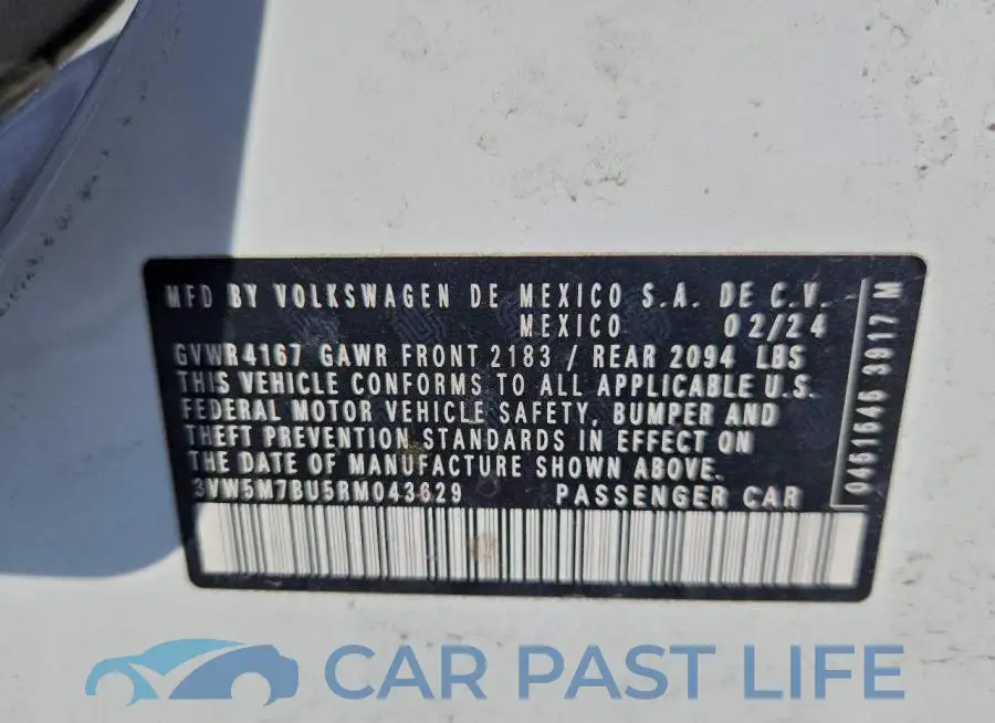 3VW5M7BU5RM043629# 12