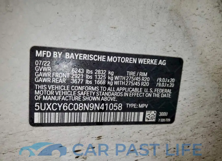 5UXCY6C08N9N41058# 13