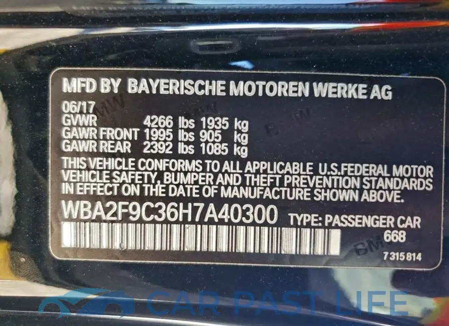 WBA2F9C36H7A40300# 12