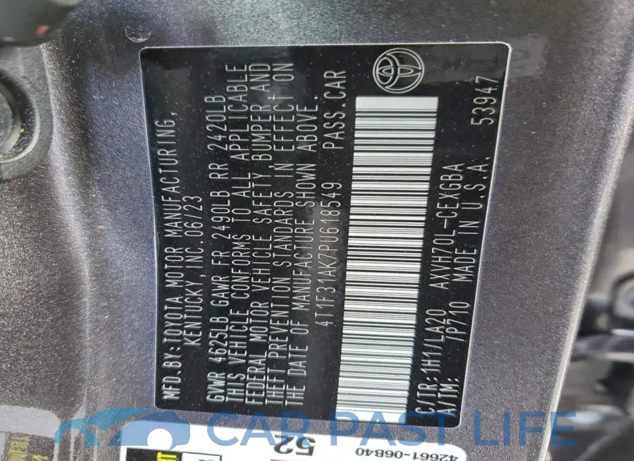 4T1F31AK7PU618549# 13