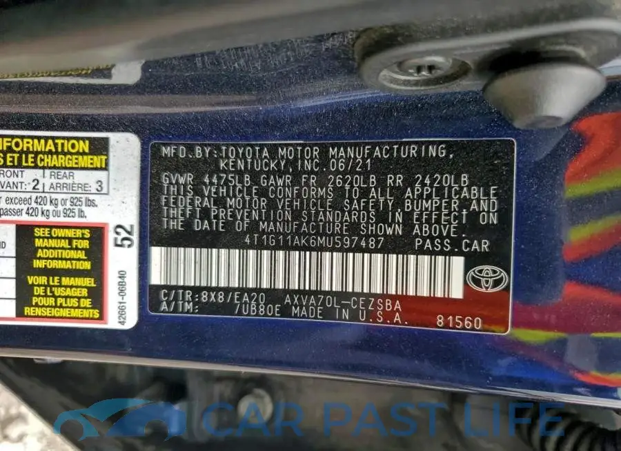 4T1G11AK6MU597487# 12