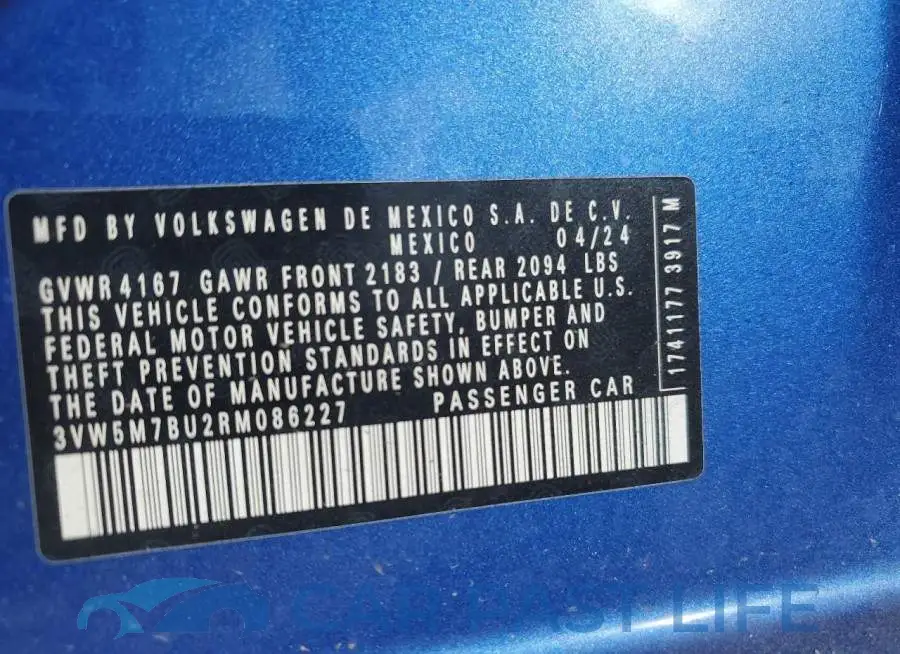 3VW5M7BU2RM086227# 12