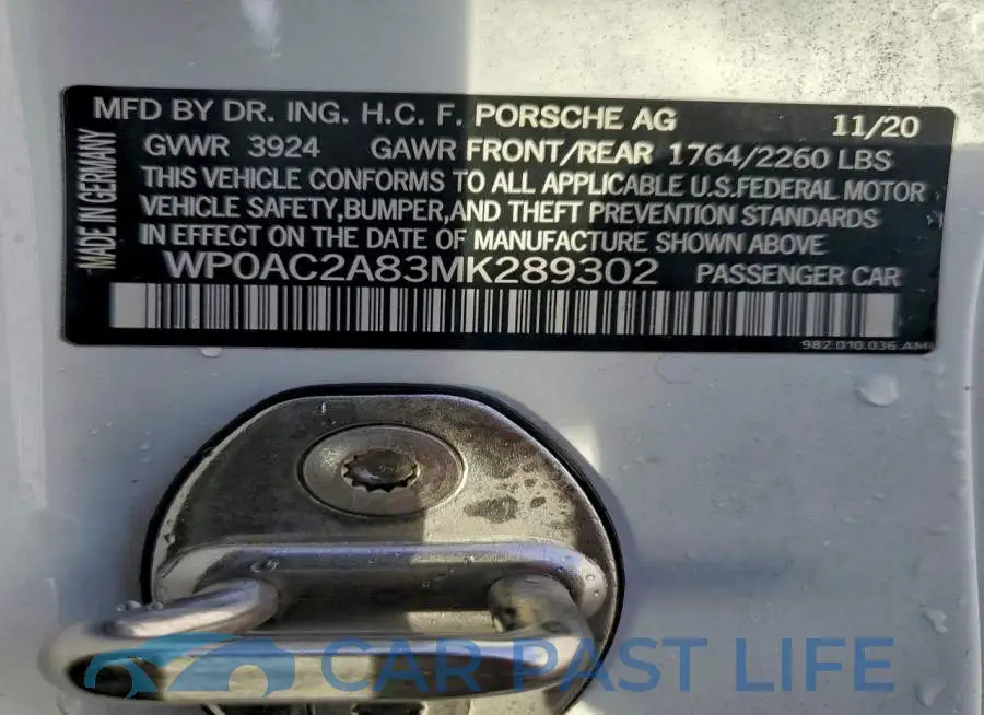 WP0AC2A83MK289302# 14