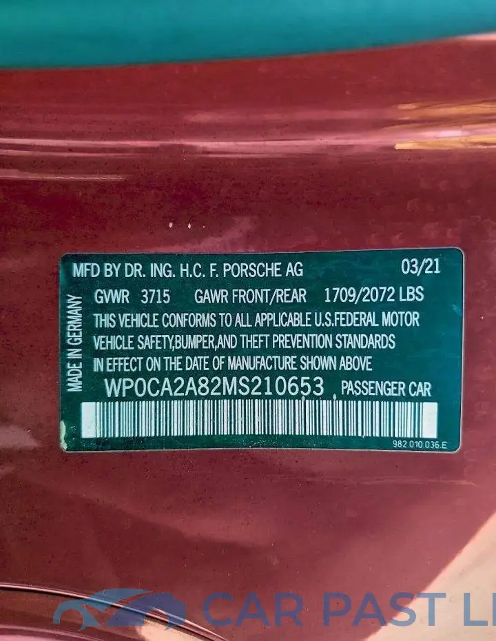WP0CA2A82MS210653# 12