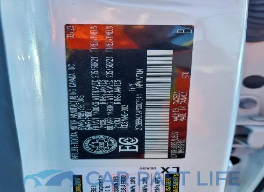 2T2BBMCA9PC007541# 13