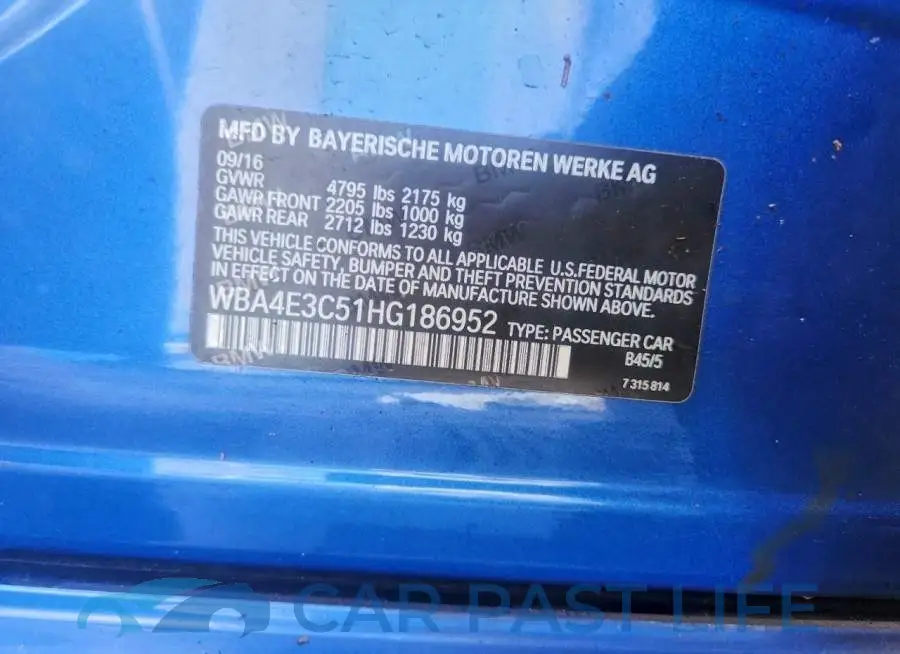 WBA4E3C51HG186952# 12