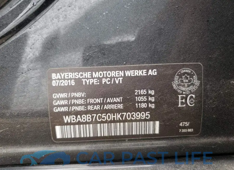 WBA8B7C50HK703995# 12