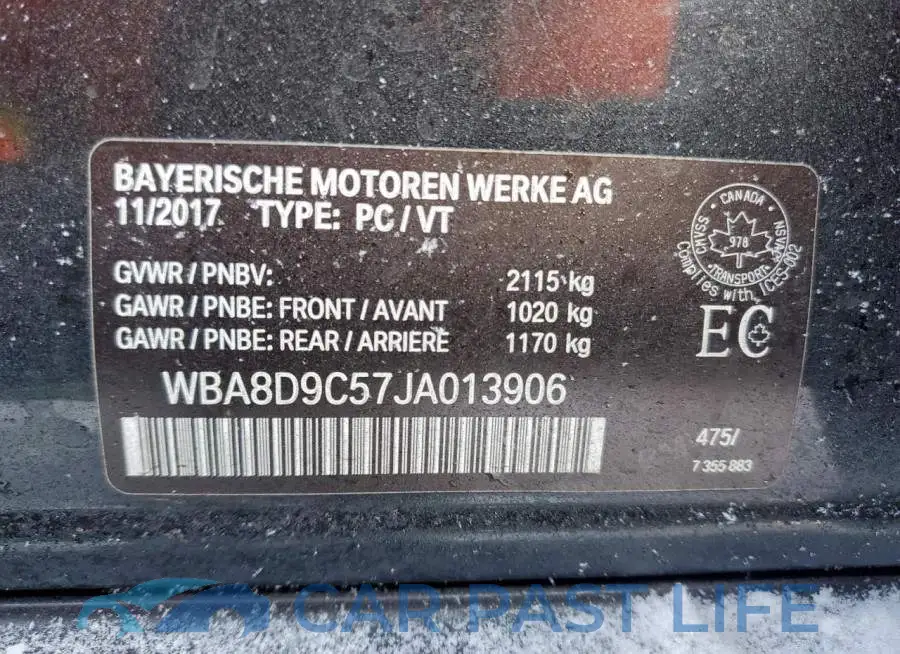 WBA8D9C57JA013906# 13
