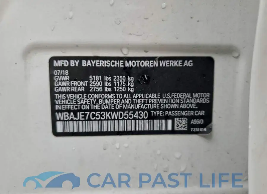 WBAJE7C53KWD55430# 13