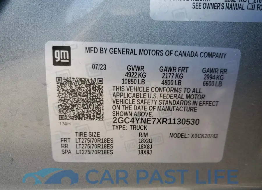2GC4YNE7XR1130530# 12