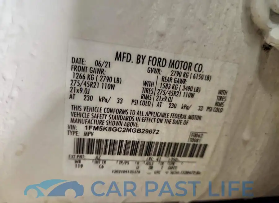 1FM5K8GC2MGB29672# 13