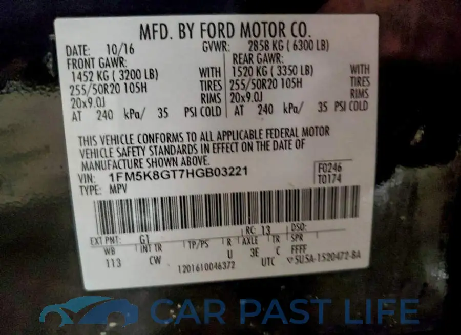 1FM5K8GT7HGB03221# 13