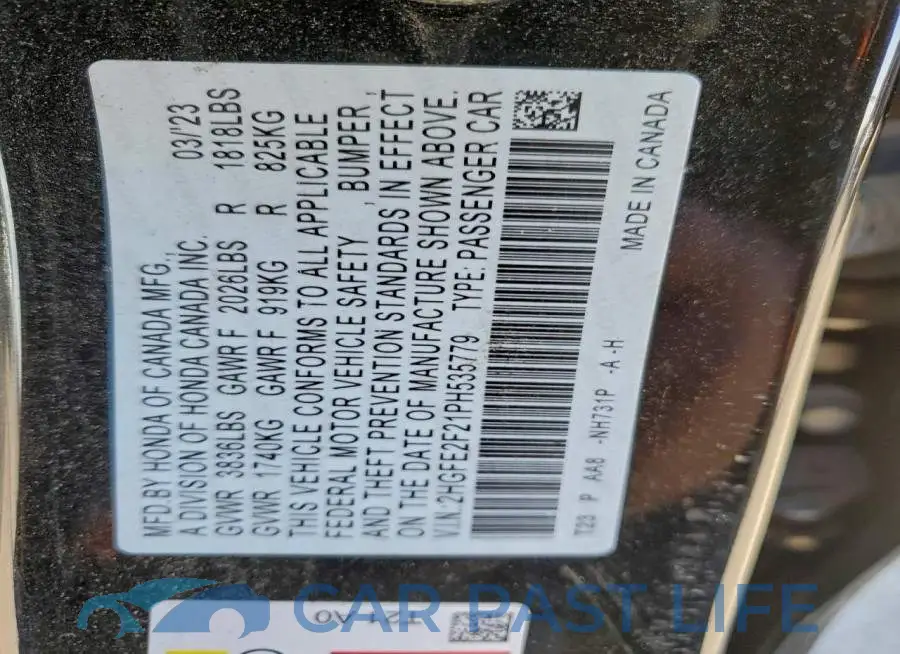 2HGFE2F21PH535779# 13