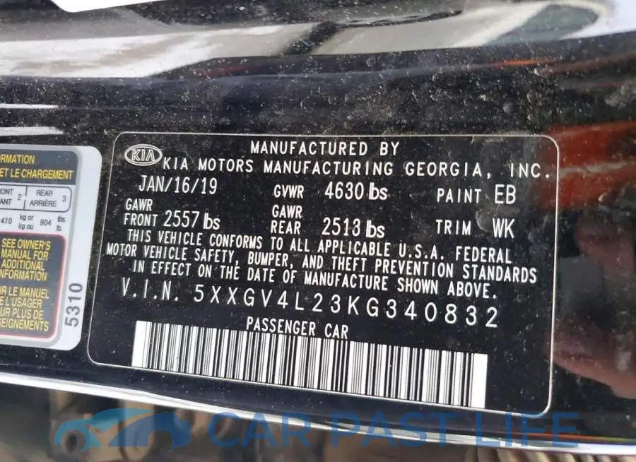 5XXGV4L23KG340832# 12