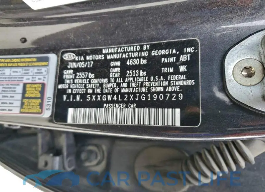 5XXGW4L2XJG190729# 12