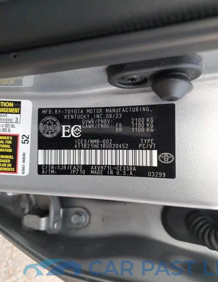 4T1B21HK1RU020452# 12