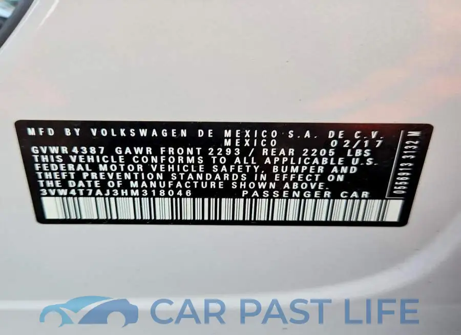 3VW4T7AJ3HM318046# 13