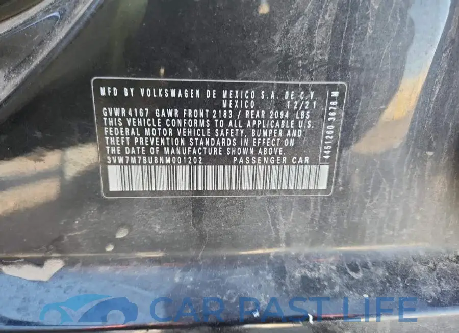 3VW7M7BU8NM001202# 12