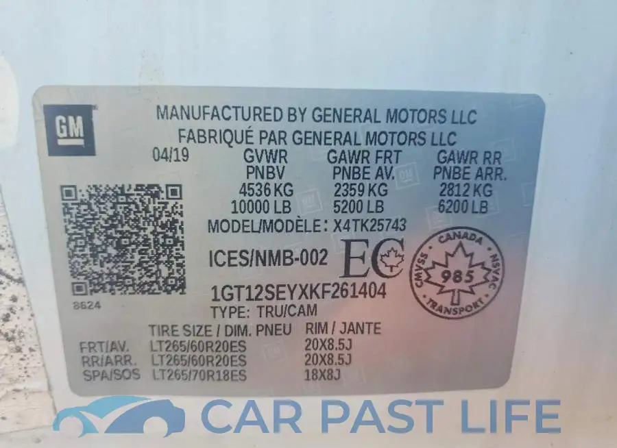 1GT12SEYXKF261404# 12