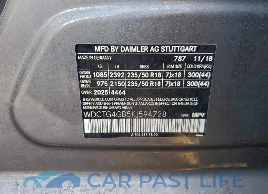 WDCTG4GB5KJ594728# 12