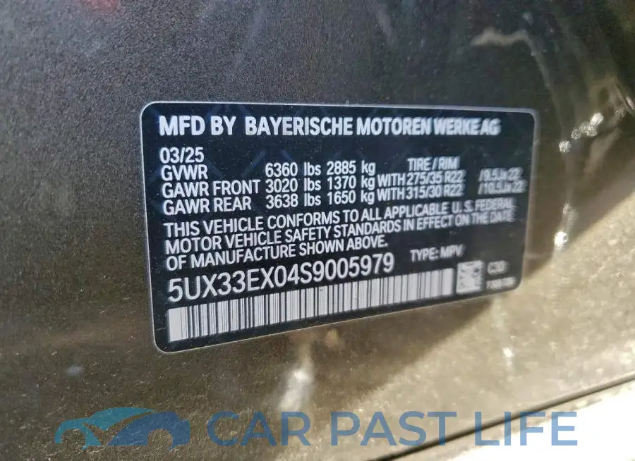 5UX33EX04S9005979# 12