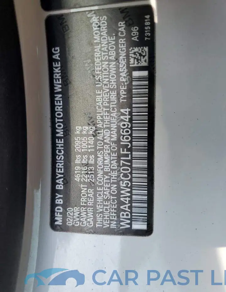 WBA4W5C07LFJ66944# 12