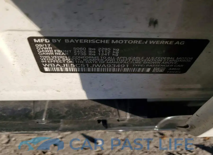 WBAJE5C51JWA93491# 13