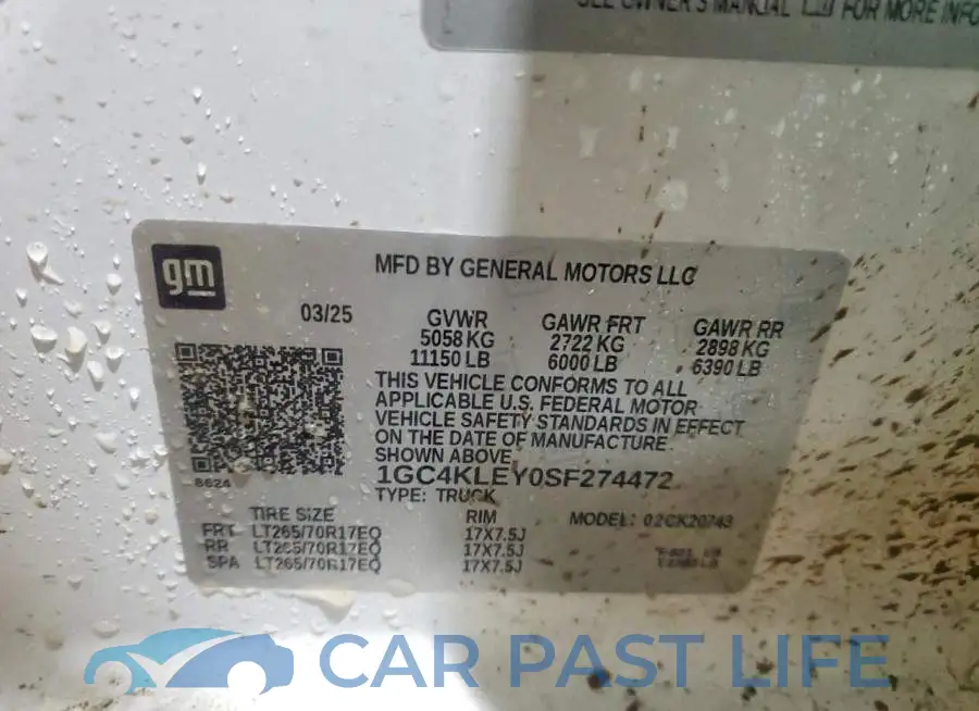 1GC4KLEY0SF274472# 13