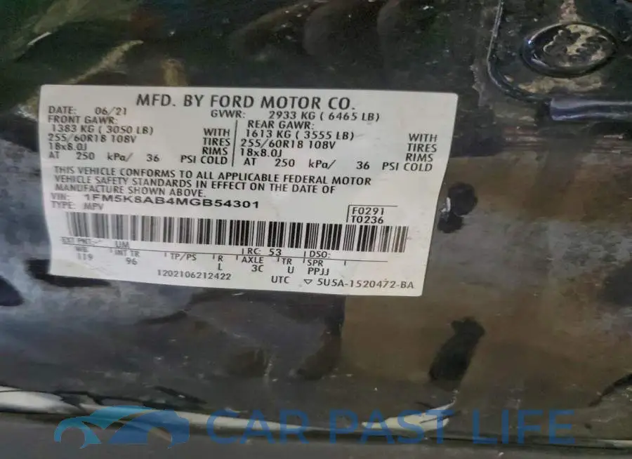 1FM5K8AB4MGB54301# 12