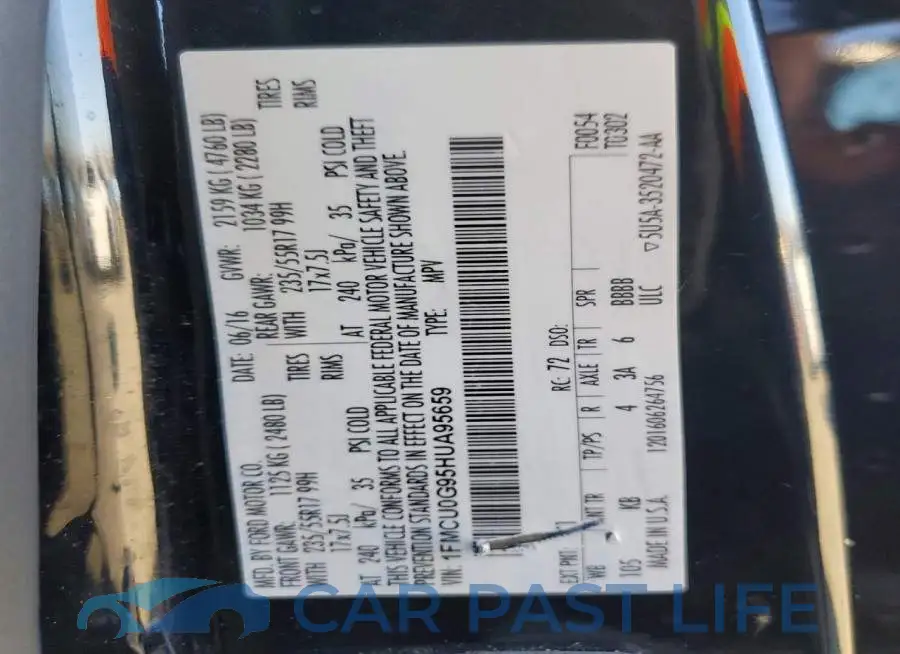 1FMCU0G95HUA95659# 13