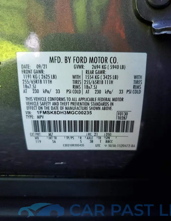 1FMSK8DH3MGC00235# 13