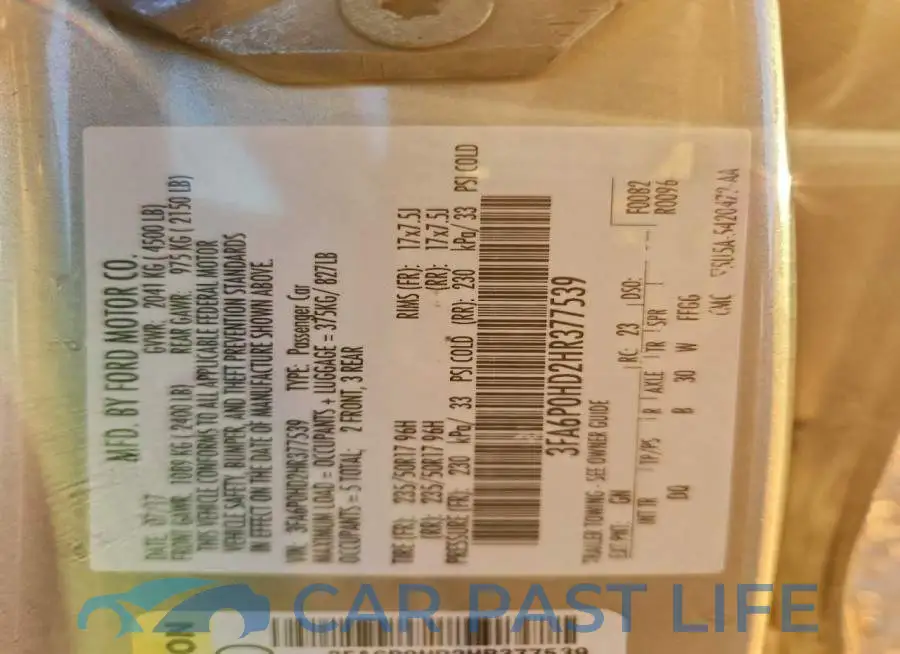 3FA6P0HD2HR377539# 12