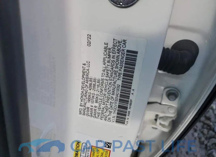 1HGCV1F50NA019092# 12
