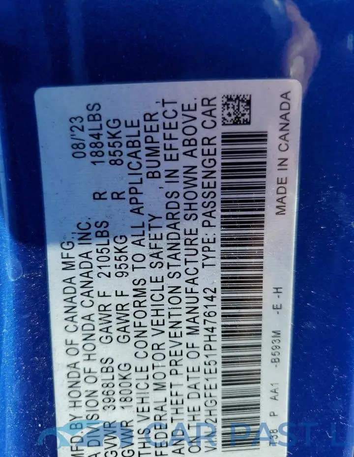 2HGFE1E51PH476142# 12