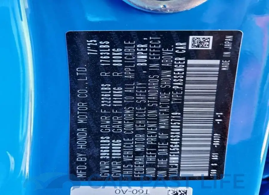 JHMFL5G46SX005719# 13