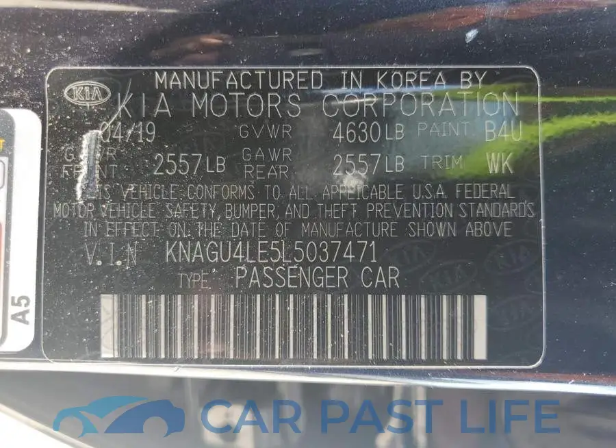 KNAGU4LE5L5037471# 13