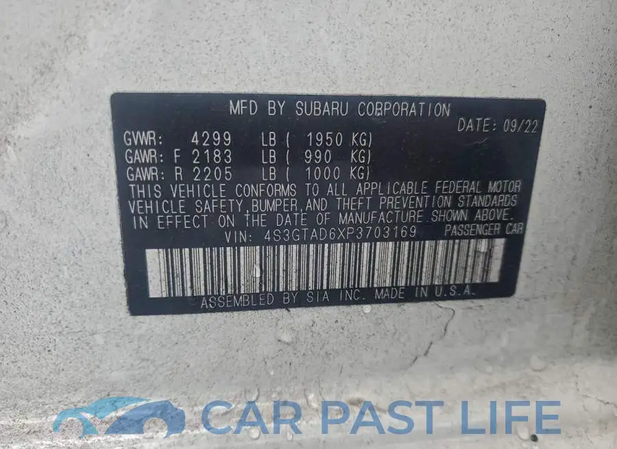 4S3GTAD6XP3703169# 12