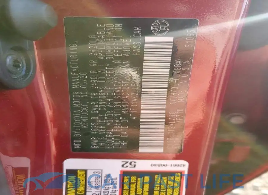 4T1F31AK2LU534049# 12