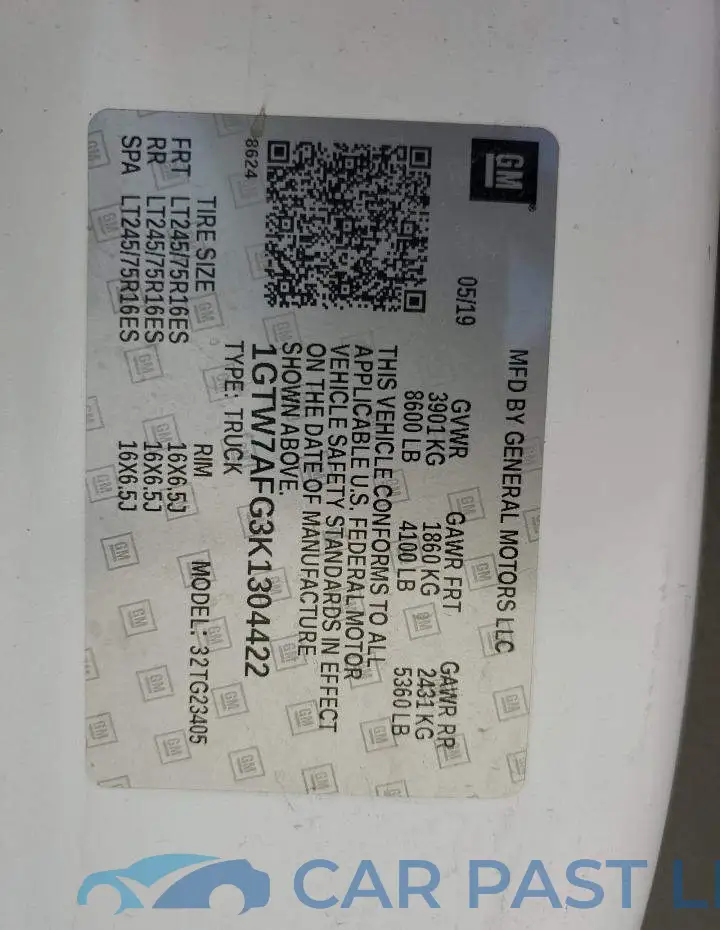 1GTW7AFG3K1304422# 12