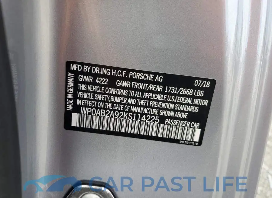 WP0AB2A92KS114225# 12
