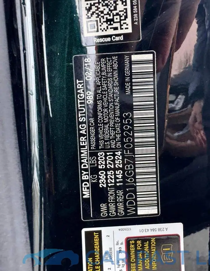 WDD1J6GB7JF052953# 10