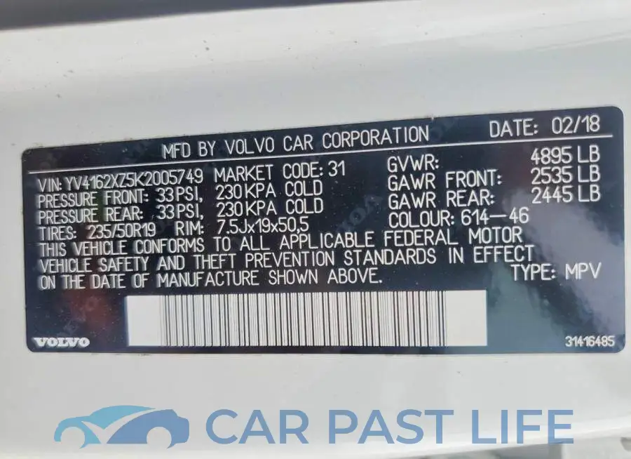 YV4162XZ5K2005749# 13