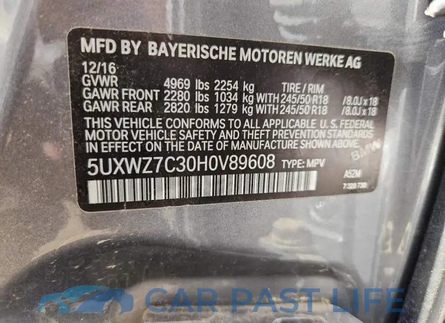 5UXWZ7C30H0V89608# 13