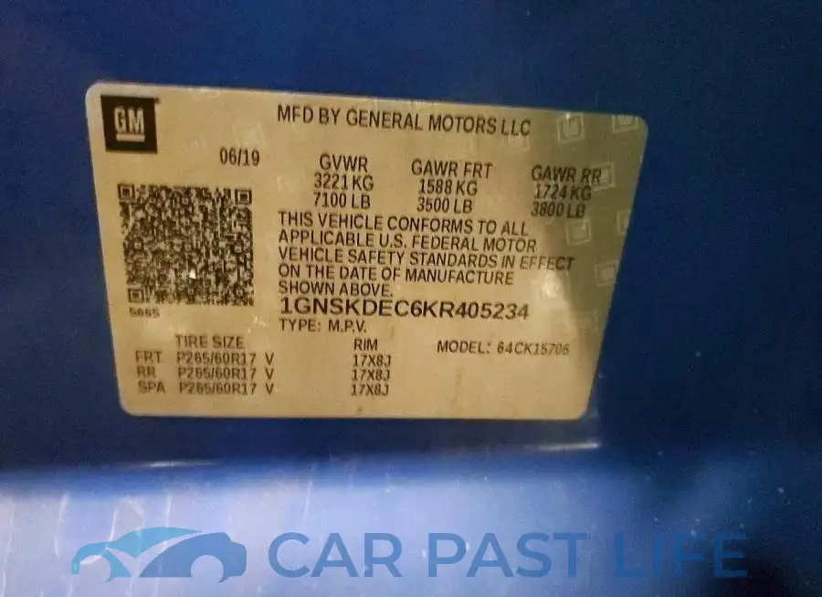 1GNSKDEC6KR405234# 13