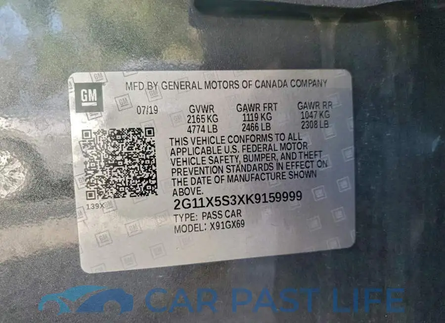 2G11X5S3XK9159999# 12